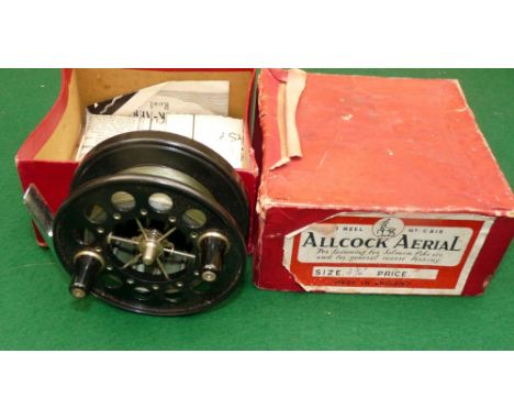 REEL: Fine Allcock Aerial Model C815 trotting reel, 3.75" diameter, 6 chrome spoke with tension regulator, smooth foot, backp