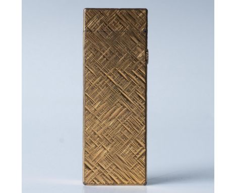This Swiss-made textured gold metal lighter comes with its original box which measures 4"L x 2.75"W x 1.25"H. Issued: 20th c.