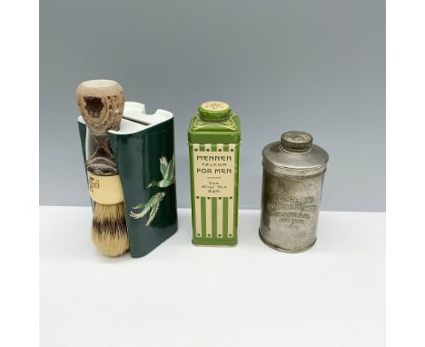 Collection contains a beautiful porcelain shave brush holder and razor disposal adorned with mallards and a shave brush readi