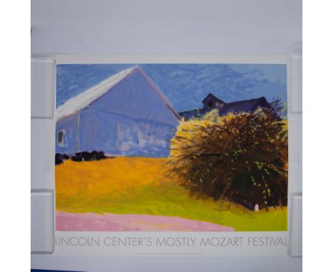 Large color silkscreen on heavy paper after Wolf Kahn's original Barns &amp; Forsythia IV printed by List Art Poster for The 