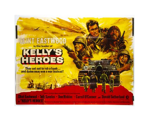 Kelly's Heroes UK Quad Poster, Kelly’s Heroes (1970) UK Quad cinema poster, for the WII comedy starring Clint Eastwood, folde
