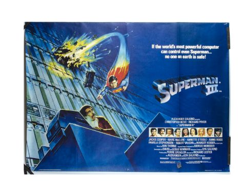 Superman III UK Quad Poster, Superman III (1983) UK Quad cinema poster, for the second sequel in the superman series with Chr