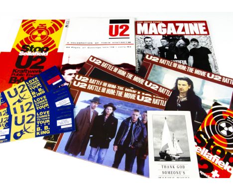 U2 Memorabilia, collection of U2 items comprising three unused, un-perforated New Zealand 'Love Comes To Town' tour 1989 conc