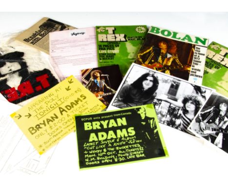 Marc Bolan Memorabilia plus, collection of Marc Bolan items comprising a 1972 T-Rex b/w publicity photo, large 1972 Slider LP