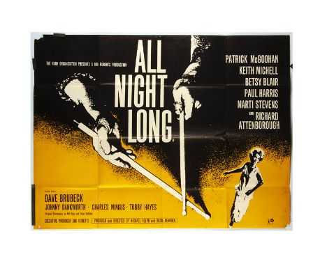 All Night Long UK Quad Poster, for the crime-drama staged in various English Jazz clubs, with a Jazz soundtrack, the film and