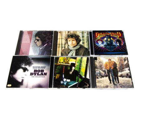 Bob Dylan CDs, approximately thirty-five CDs with titles including Blonde on Blonde, Blood on the Tracks, Saved, Knocked Out 