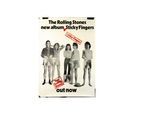 Rolling Stones Poster, Promotional poster for the Sticky Fingers album - rolled and measures 33" by 23½" - pinholes to corner