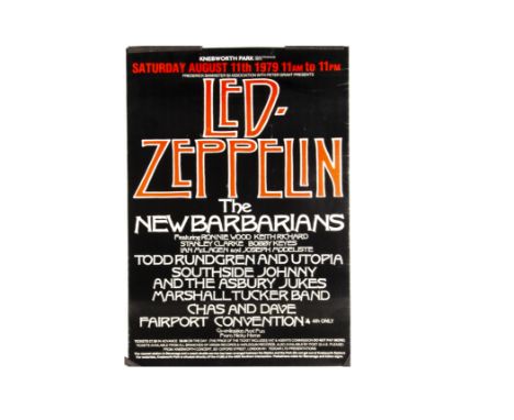 Led Zeppelin Poster, Original Knebworth 1979 Concert Poster, for their final UK performances in August 1979 with support from