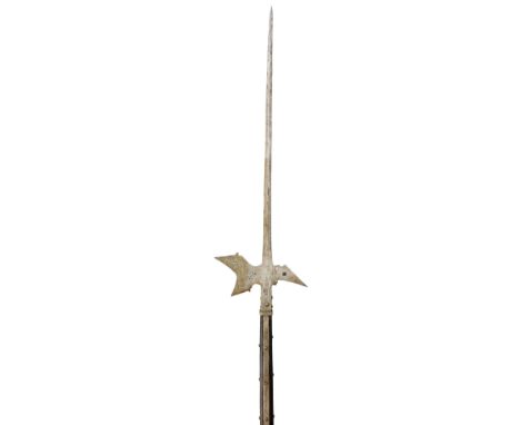 A STYRIAN HALBERD, LAST QUARTER OF THE 16TH CENTURY with long tapering terminal spike of diamond-section, forward-leaning cur