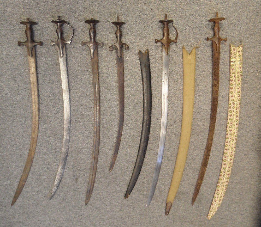 SIX INDIAN SWORDS (TALWAR), 18TH/19TH CENTURY With Curved Blades And ...