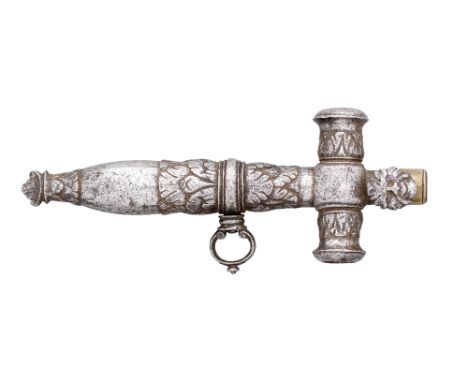 AN ITALIAN COMBINED WHEEL-LOCK SPANNER, POWDER-MEASURE AND TURNSCREW, SECOND QUARTER OF THE 17TH CENTURY made entirely of ste