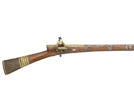 A .600 CALIBRE TURKISH MIQUELET-LOCK RIFLE, DATED 1229 AH, CIRCA 1814/15 with octagonal sighted twist barrel rifled with nine