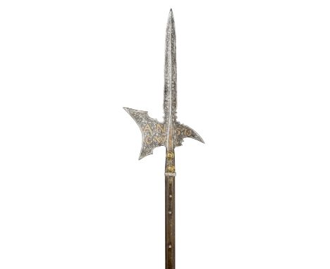 A FINE AND RARE GERMAN HALBERD FOR THE GUARD OF JOHAN GEORG, ELECTOR AND MARGRAVE OF BRANDENBURG (1525, 1571-98), DATED 1570 