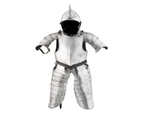 THE PROPERTY OF A EUROPEAN PRINCE  A COMPOSITE SOUTH GERMAN LIGHT FIELD ARMOUR, CIRCA 1600-10 comprising burgonet with rounde