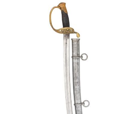 A RARE CONFEDERATE STATES, FOOT OFFICER'S SWORD, CIRCA 1863-65 with curved single-edged blade cut with a long broad fuller on