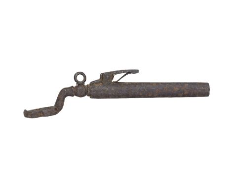 AN ITALIAN COMBINED WHEEL-LOCK SPANNER, TURNSCREW AND POWDER MEASURE, MID-17TH CENTURY with tubular shank fitted with a gradu