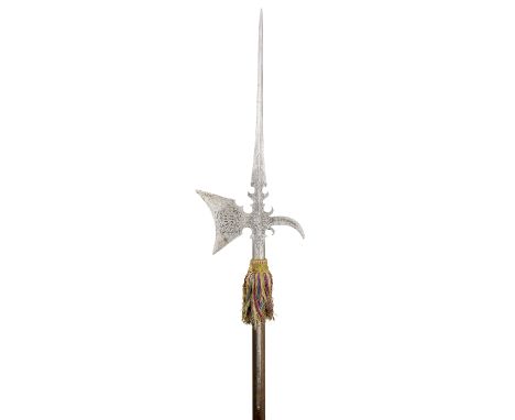 A GERMAN ETCHED HALBERD FOR THE GUARD OF JOHANN GEORG, DUKE OF SAXONY (1585, ELECTOR 1611-1656) AS ADMINISTRATOR OF THE BISHO