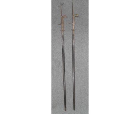 TWO ITALIAN BILLS (RONCONE) IN 16TH CENTURY STYLE each of characteristic form, with long terminal spike, axe blade with hooke