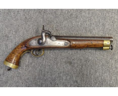 A .650 CALIBRE PERCUSSION PISTOL OF INDIAN ARMY CONTRACT, MID-19TH CENTURY with twist barrel stamped '42' on the left of the 