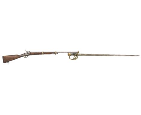 A RARE 12.5MM FRENCH EXPERIMENTAL PERCUSSION CENTRE FIRE BREECH-LOADING RIFLED CARBINE INTENDED FOR THE 'CENT GARDE' OF NAPOL