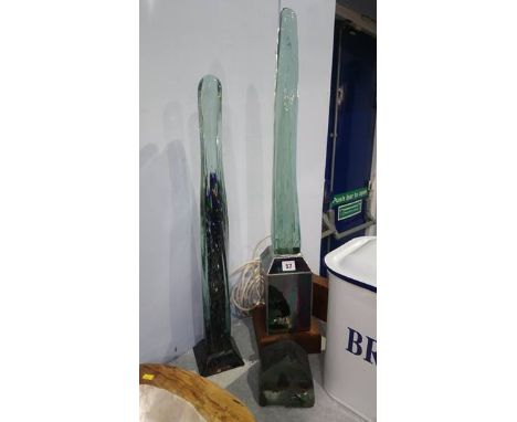A glass lamp and sculpture by Stuart Finlay