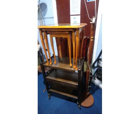 Nest of tables, pair of chairs and lamp etc.