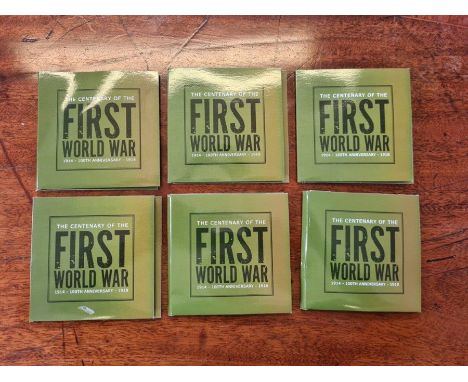 6 x The Centenary of the First World War 2014 cased £5 coins.
