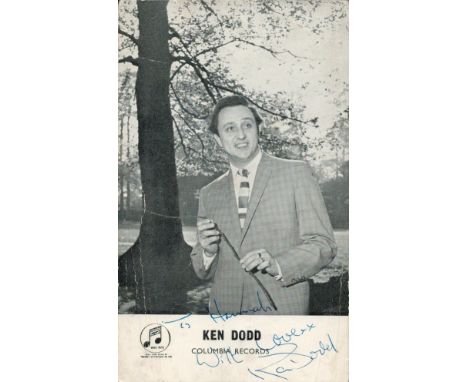 Comedian, Ken Dodd vintage signed 6x4 black and white photograph, dedicated to Hannah. Double stamped on the reverse promotin