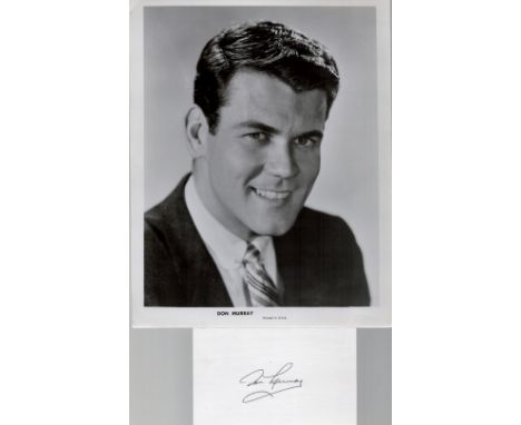 Actor, Don Murray vintage signature piece featuring a 10x8 black and white promo photograph and a signed card. Murray (born J