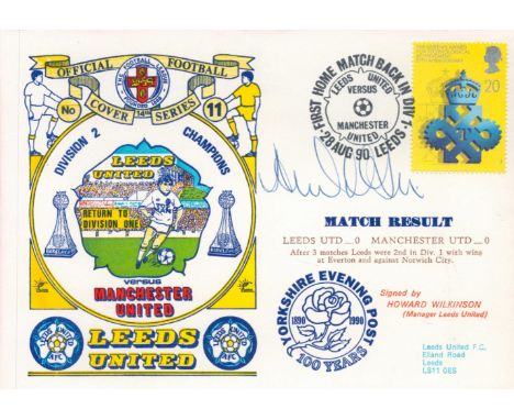 Leeds United V Manchester United 1990 Dawn Football First Day Cover  Signed By Howard Wilkinson . Good condition. All autogra