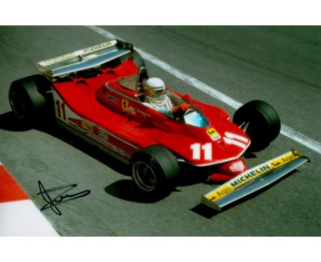 Formula 1 Driver Jody Scheckter Signed 12x8 Inch Colour Ferrari Photo. Signed in black ink. Good condition. All autographs co