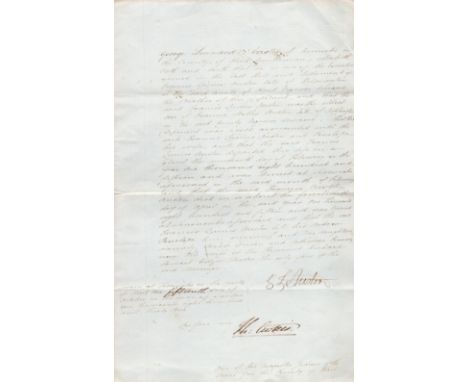 George Austen (Jane Austen's Father) Signed Declaration of Will from 15th October 1832. Signed in black ink. Rare Item. Good 
