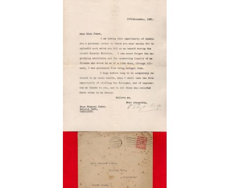 David Lloyd George TLS dated 12th November 1931 rare item typed only a week after his defeat in the General Election interest