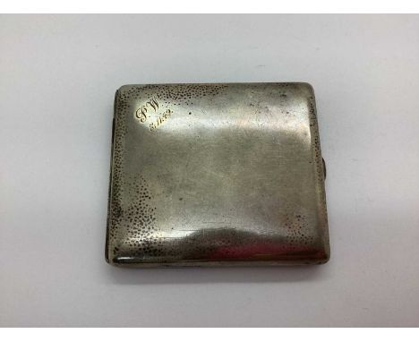 A Vintage Sterling Silver Cigarette Case, of plain design and personalised "P.W 8.11.49" to upper corner, the gilt lined inne