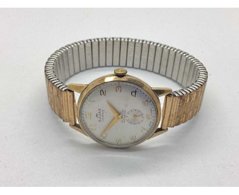 Audax Fortis; A 9ct Gold Case Gents Wristwatch, the signed dial with Arabic numerals and seconds subsidiary dial, reverse to 