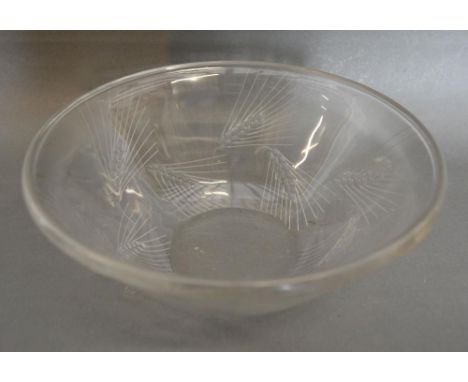 A Lalique Arras Pattern Glass Bowl, etched mark Lalique France, 20.5cms diameter 