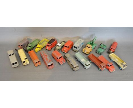 A Dinky Toys Trojan Advertising Dunlop together with a collection of nineteen other Dinky Toys, all play worn 