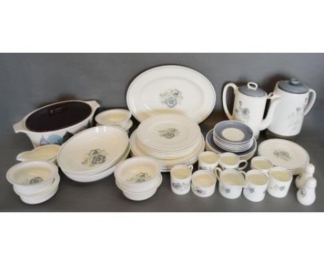 A Wedgwood Part Dinner Service decorated with a Susie Cooper design Glen Mist, together with a Portmeirion Dusk Tureen and Co