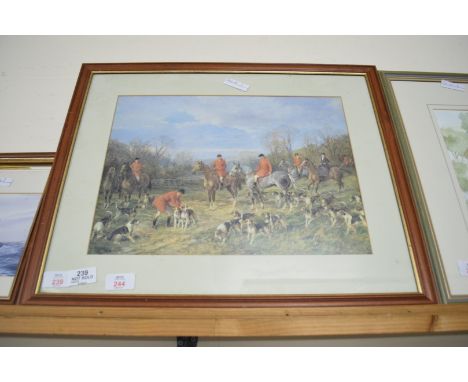 COLOURED PRINT OF A HUNTING SCENE, F/G