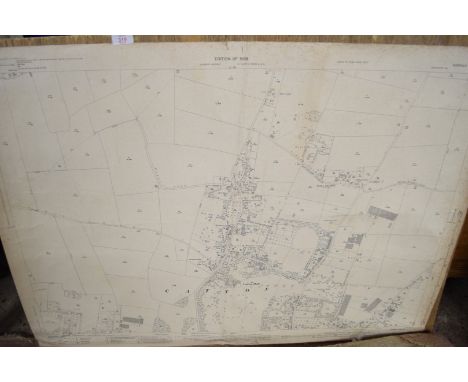 ORDNANCE SURVEY MAP EDITION OF 1928 SHEET SHOWING CATTON, SET ON A PLYWOOD BACK
