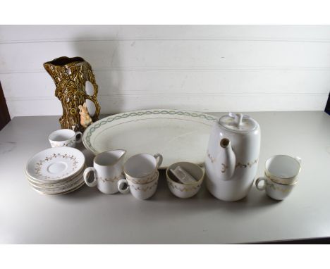 QTY OF ROYAL WORCESTER VETONA PATTERN COFFEE WARES PLUS FURTHER MEAT PLATES AND A SILVAC VASE