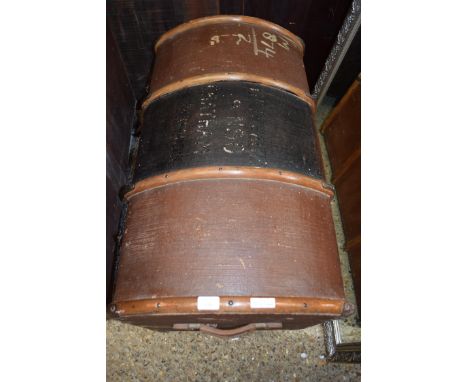 DOME TOPPED WOOD BOUND STEAMER TRUNK, 90CM WIDE