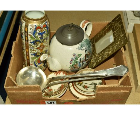 ONE BOX OF ORIENTAL CERAMICS, to include a Japanese Noritake vase, height 23cm, a late 19th/early 20th century J.F.W 'Canton'