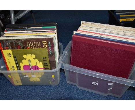 TWO BOXES OF CLASSICAL RECORDS, approximately sixty to eighty LPs and LP sets including first editions, composers to include 