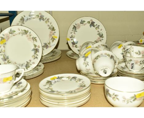 A COLLECTION OF ROYAL WORCESTER ' JUNE GARLAND ' DINNERWARE, comprising of five dinner plates, two cake circular cake plates,