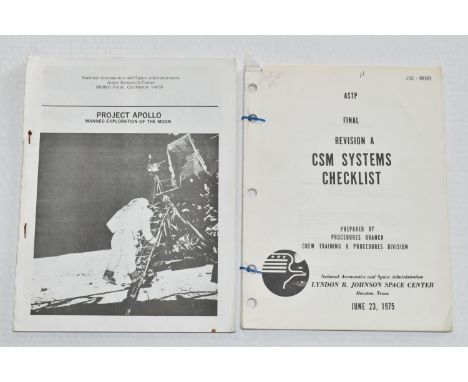 TWO NASA INFORMATION DOCUMENTS, the first a Command and Service Module 'CSM Systems Checklist' published June 23 1975 and a P