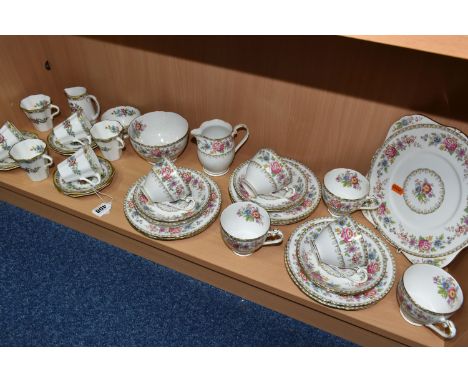 COALPORT AND ROYAL GRAFTON TEA WARE, comprising a fourteen piece Coalport 'Ming Rose' part coffee set: a cream jug, a sugar b