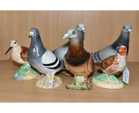 A GROUP OF BESWICK BIRDS, comprising a red brown gloss Pigeon, model no 1383A, first version with three wing stripes, two x b