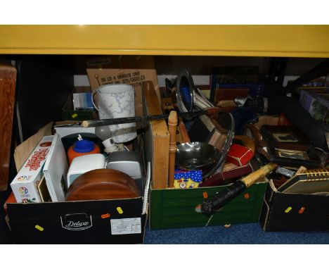 SIX BOXES AND LOOSE MIXED MISCELLANEOUS ITEMS to include a Keswick bowl Firth Staybrit G1182, a vintage State Express cigaret