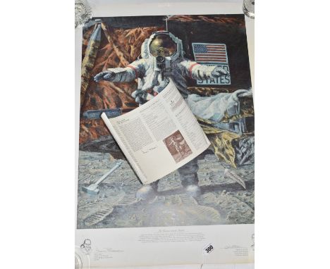 A SPECIAL EDITION PRINT OF THE HAMMER AND THE FEATHER BY ALAN BEAN (1986) a lithograph printed using the astronaut/artist's o